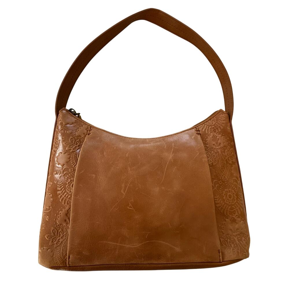 The Sak Shoulder Bag Medium Brown Leather Floral Embossed Boho Brook Handbag‎